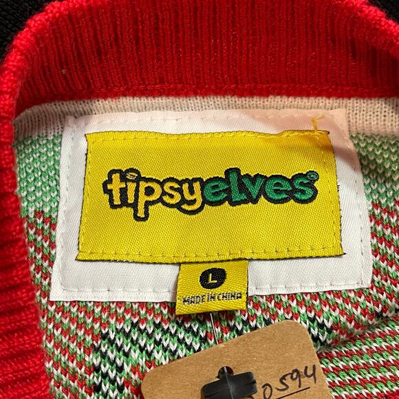 Tipsy Elves YOU MISS YOU DRINK Bullseye Game Ugly Christmas Sweater Size L - Picture 3 of 4